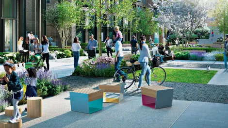 Eight Gardens, London that has ECOPact green concrete with 64% lower CO2