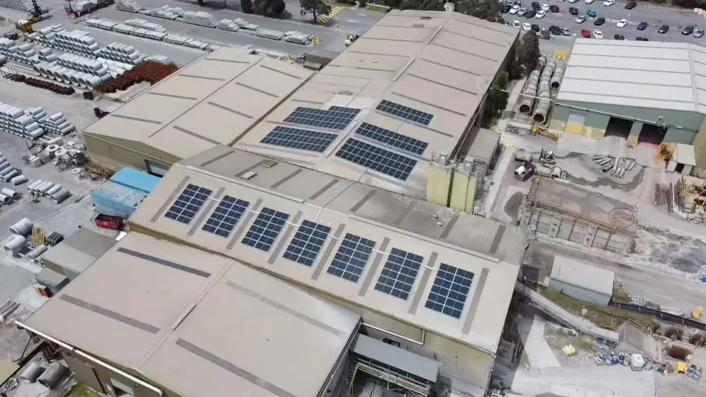 Solar power installation with 99kWh capacity at Humes Laverton in Victoria.