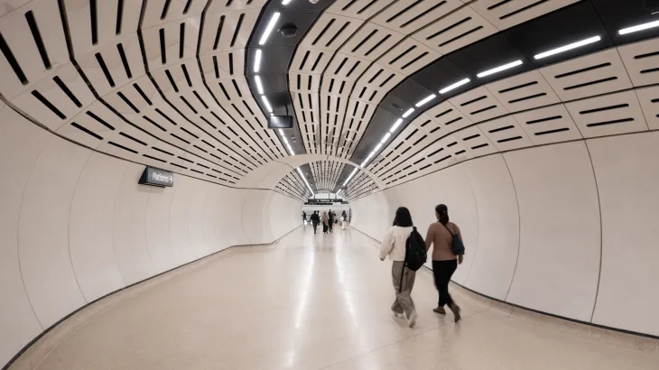 Commuters at Martin Place Metro Station, Sydney